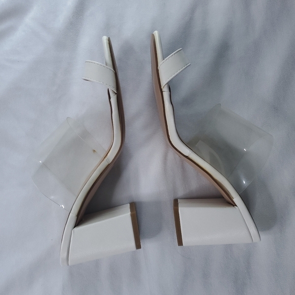 Clear Strap PVC Block Heel Open Toe with Toe Post Loop Mule Sandals - Picture 4 of 12